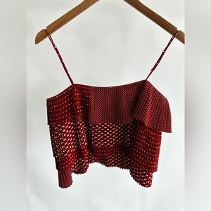 C/MEO Collection Tier Ruffle Layer Polka Dot Tank Top